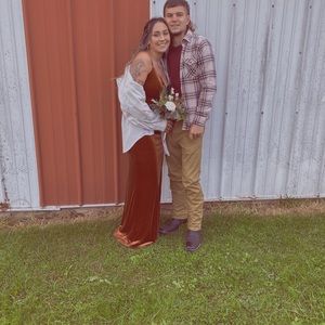 Revelry bridesmaid dress rust color